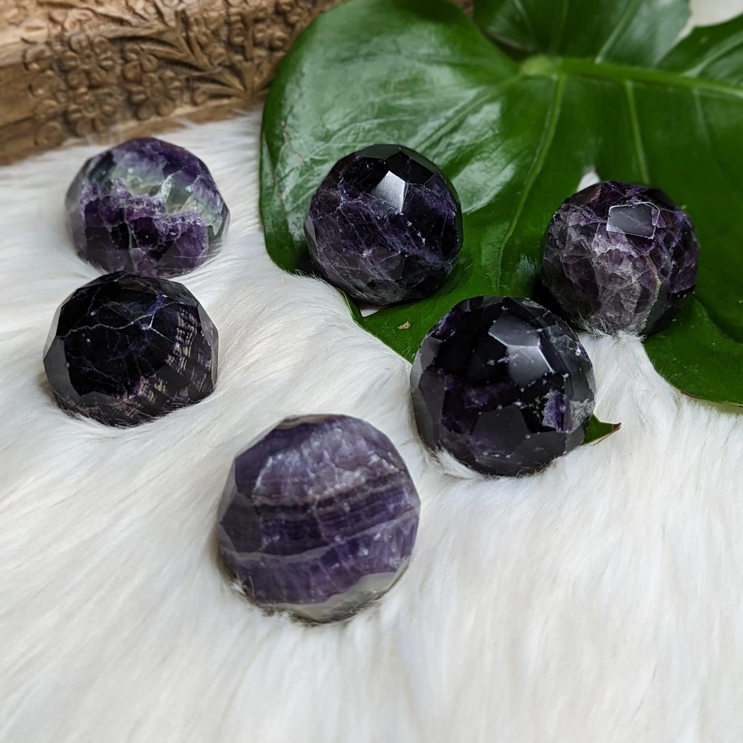 Dazzling, Gemmy and Royal Deep Purple Fluorite ~Faceted Sphere Carving