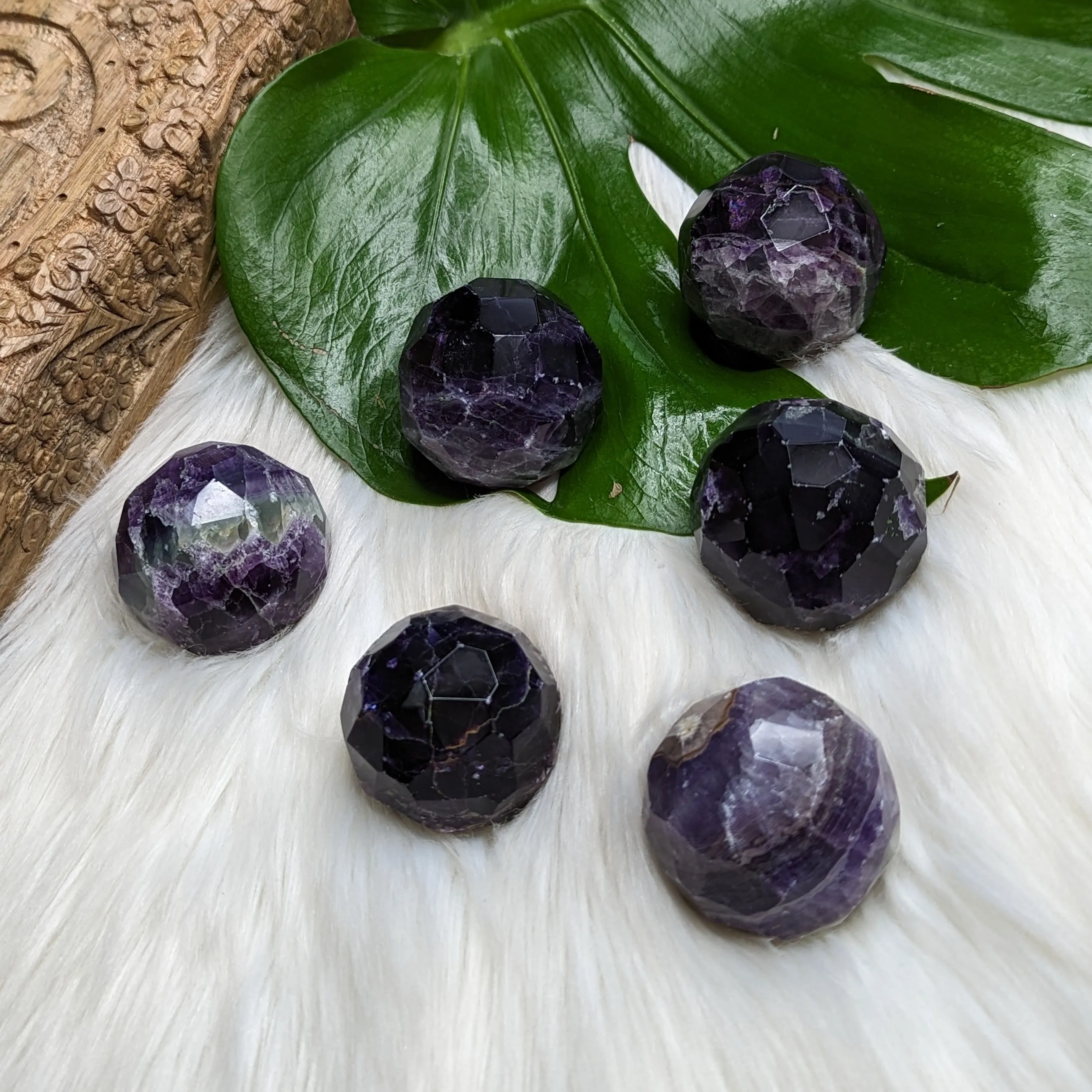 Dazzling, Gemmy and Royal Deep Purple Fluorite ~Faceted Sphere Carving