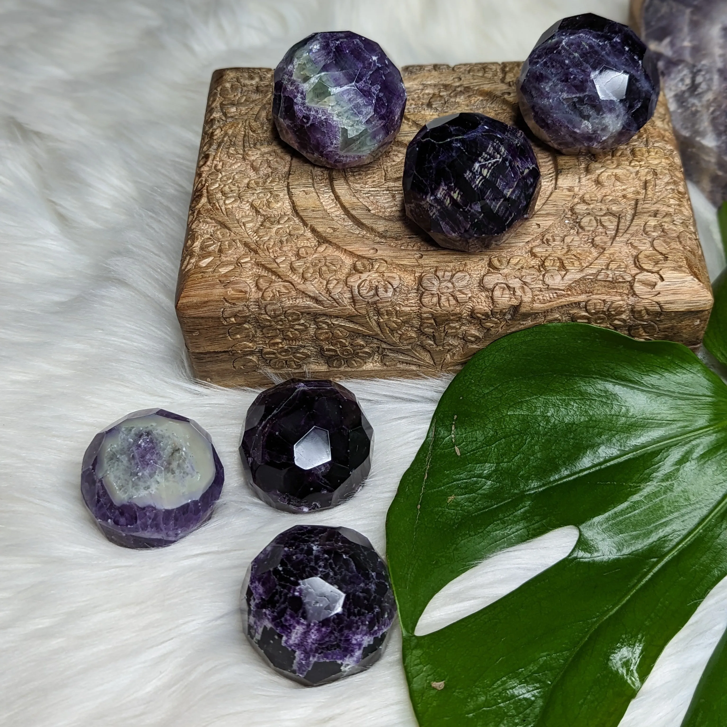 Dazzling, Gemmy and Royal Deep Purple Fluorite ~Faceted Sphere Carving