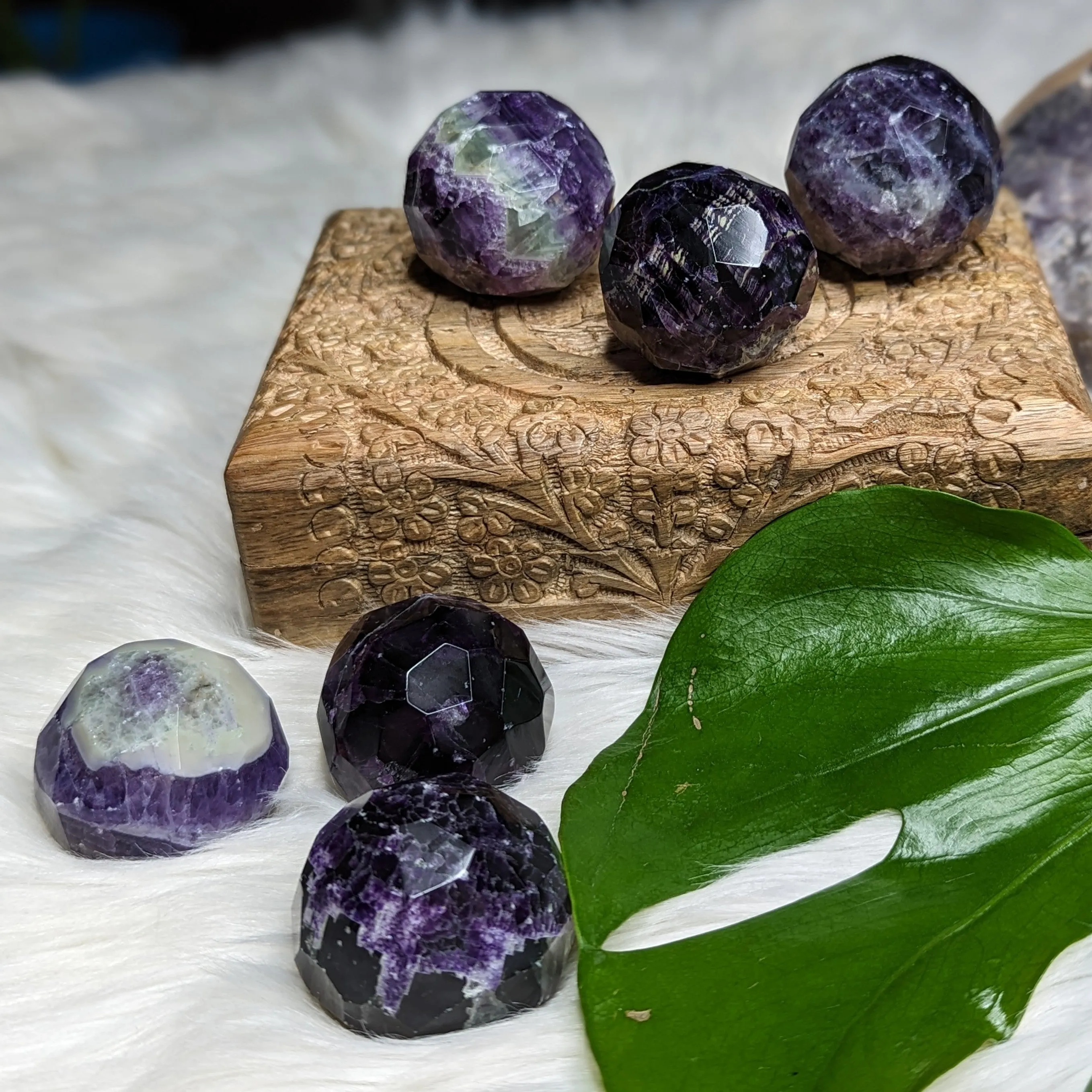 Dazzling, Gemmy and Royal Deep Purple Fluorite ~Faceted Sphere Carving