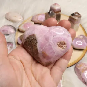 Dazzling Pink Aragonite Hearts ~ One Medium Heart Carving ~ Cobaltine Calcite