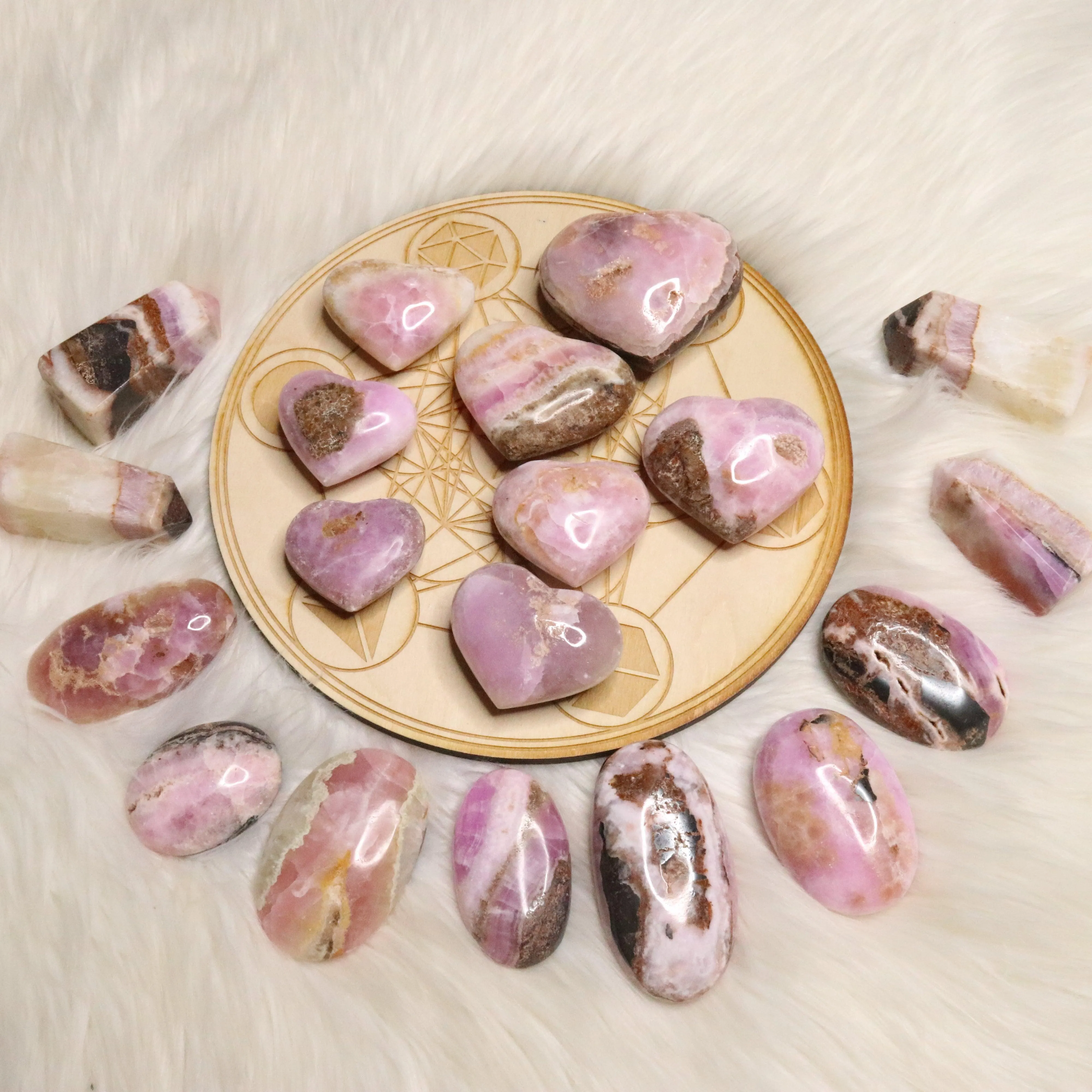 Dazzling Pink Aragonite Hearts ~ One Medium Heart Carving ~ Cobaltine Calcite