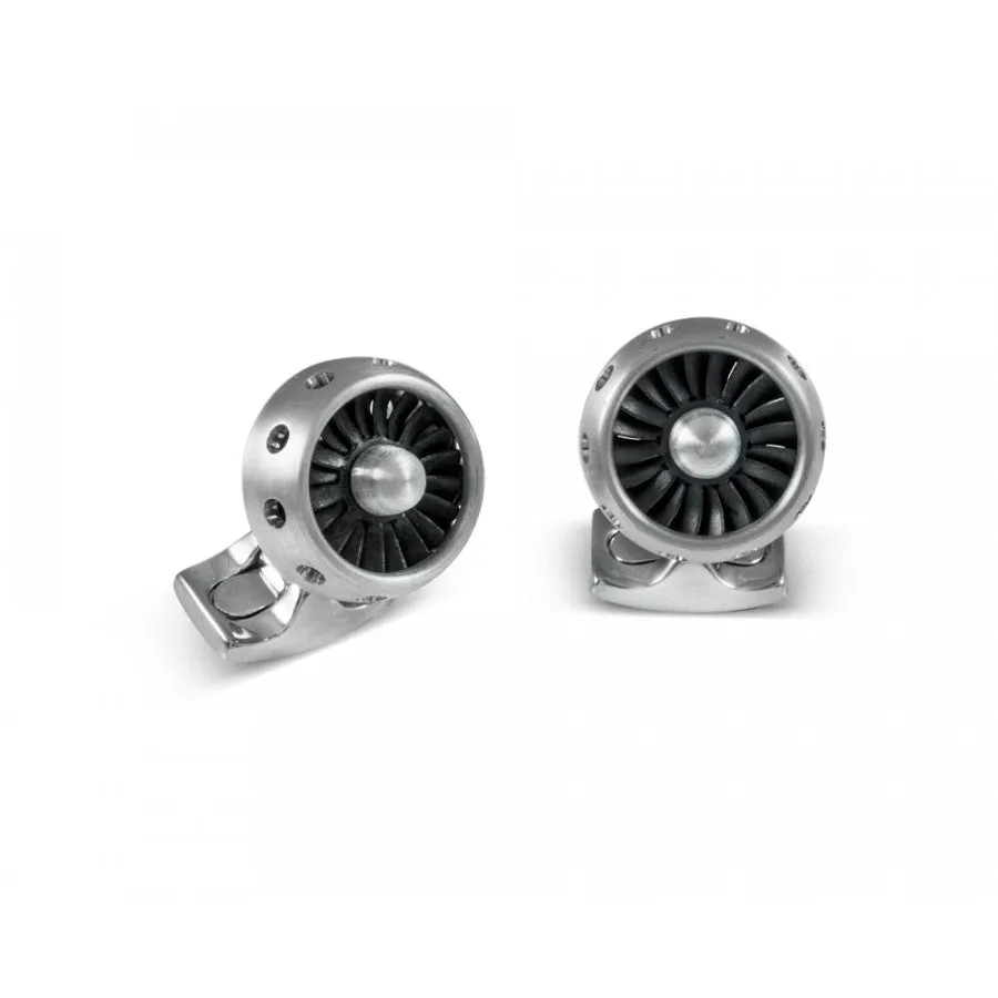 Deakin & Francis Jet Turbine Engine Cufflinks Brushed Aluminium