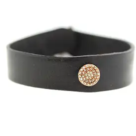 Diamond Rose Disc Leather Bracelet