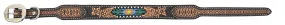 Dog Collar with Carving, TT Finish, SS Spots & Beaded Cactus Inlay