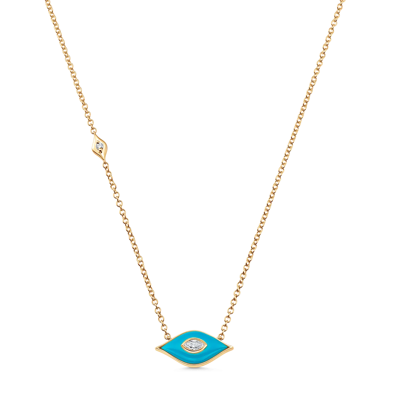 Donna Turquoise and Rose Cut Diamond Pendant Necklace