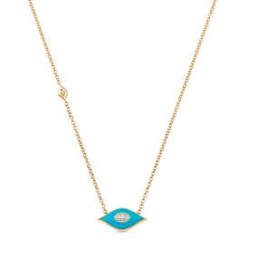 Donna Turquoise and Rose Cut Diamond Pendant Necklace