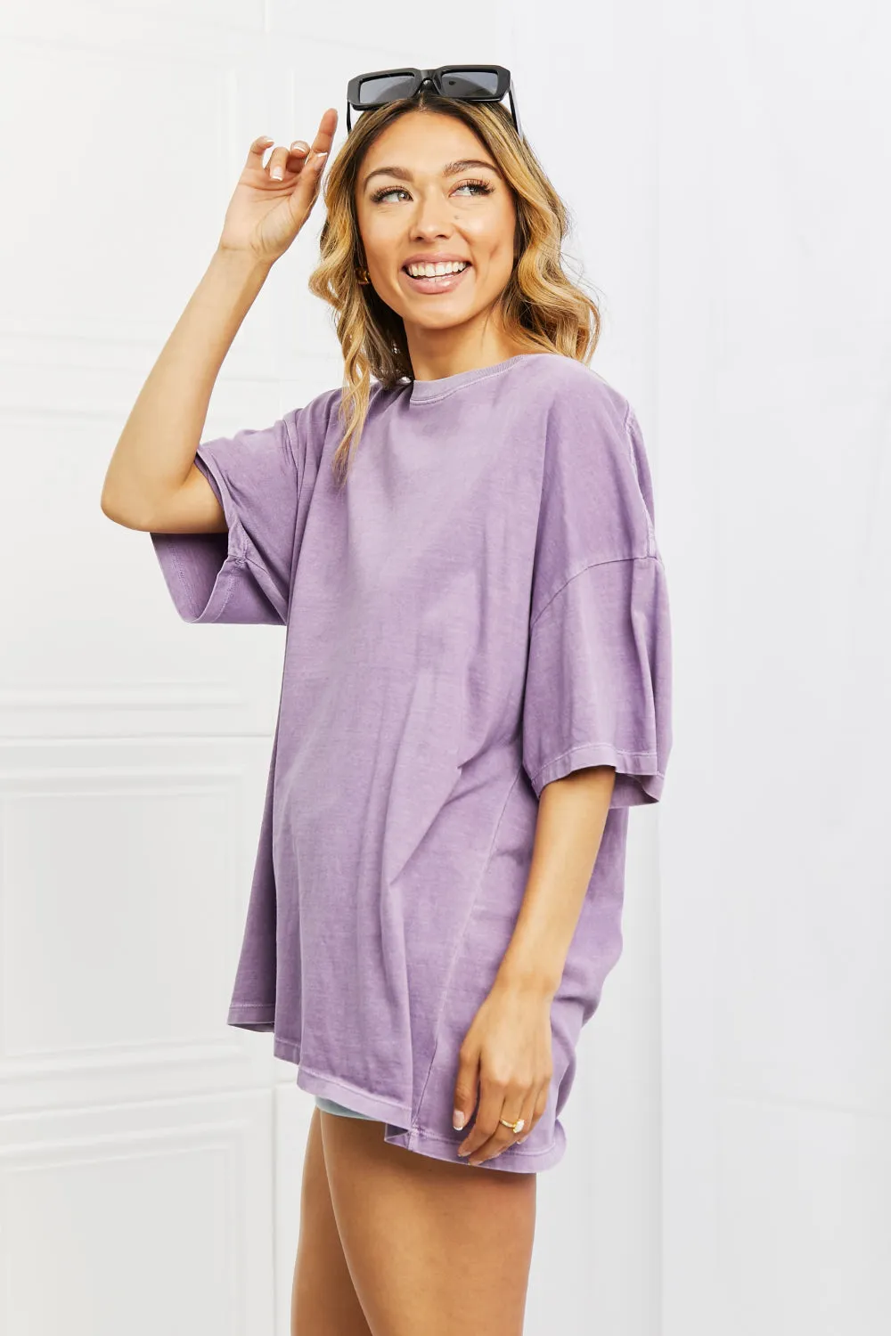 DOUBLE ZERO Laid Back Oversized Vintage Wash T-Shirt in Purple