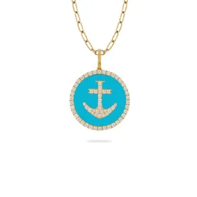 Doves by Doron Paloma 18Kt Gold Diamond & Turquoise Pendant