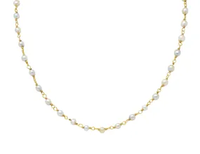 Edwardian Pearl 14 Karat Yellow Gold Antique Beaded Chain Link Necklace