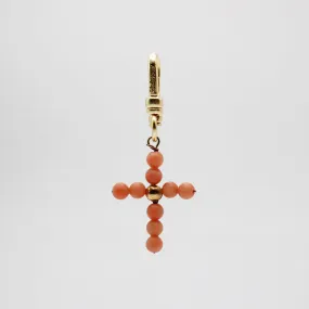 Elizabeth 14kt Gold Antique Victorian Coral Beaded Cross Charm