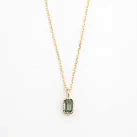 Emerald Cut Green Sapphire Wisp Necklace