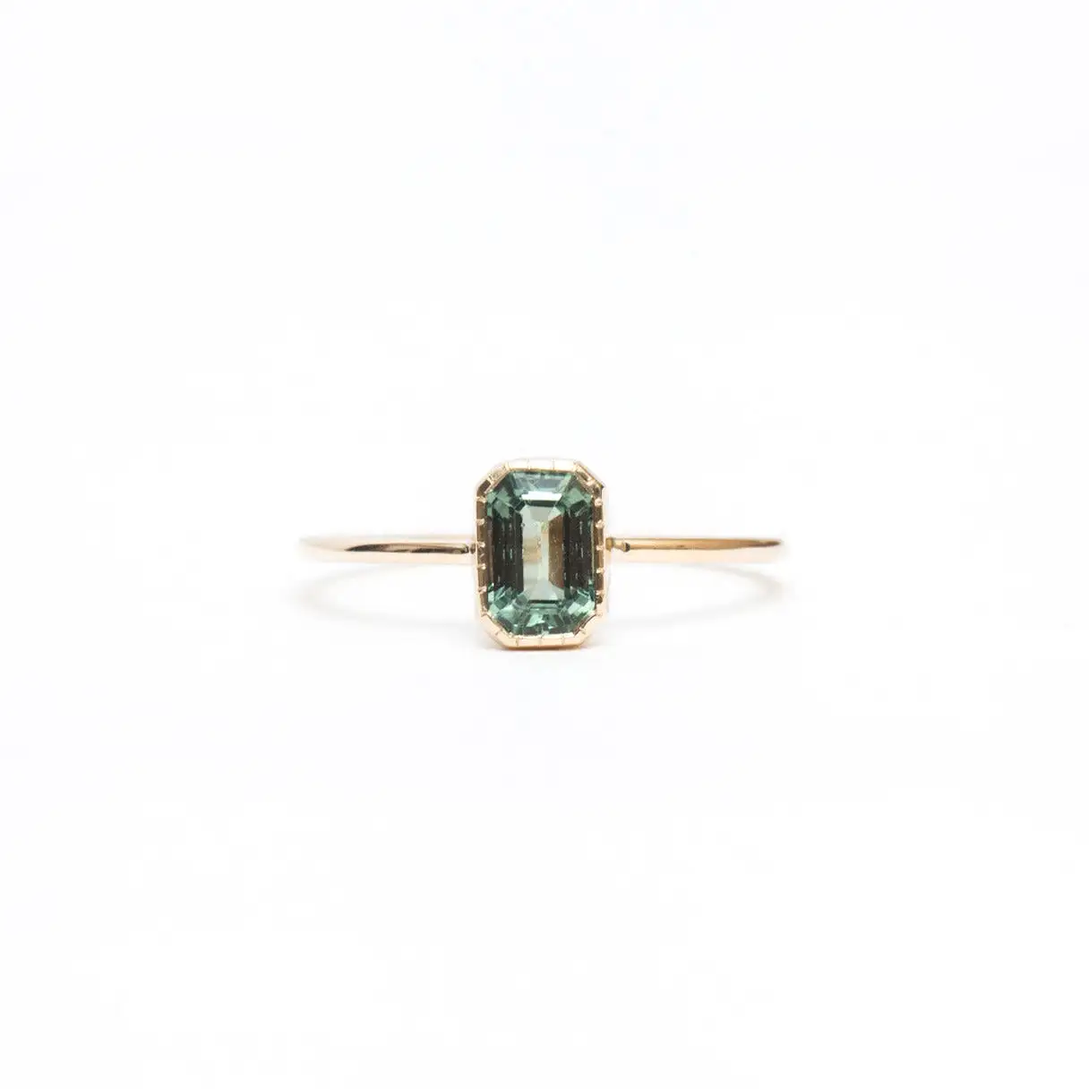 Emerald-Cut Green Sapphire Wisp Ring