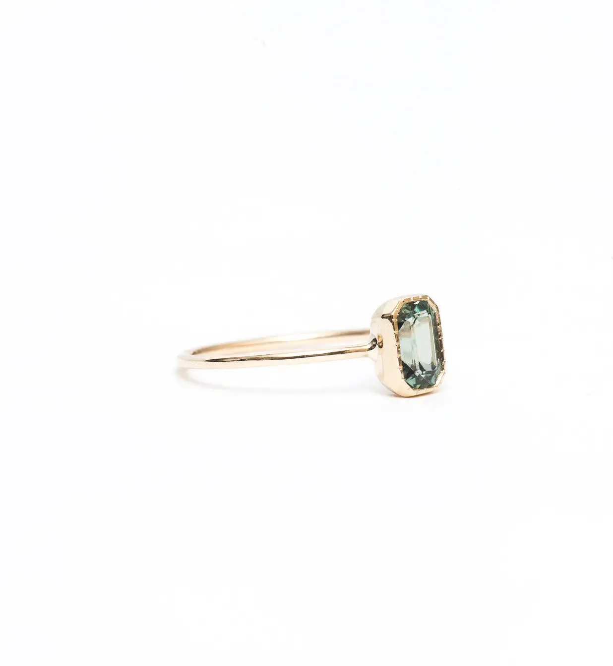 Emerald-Cut Green Sapphire Wisp Ring