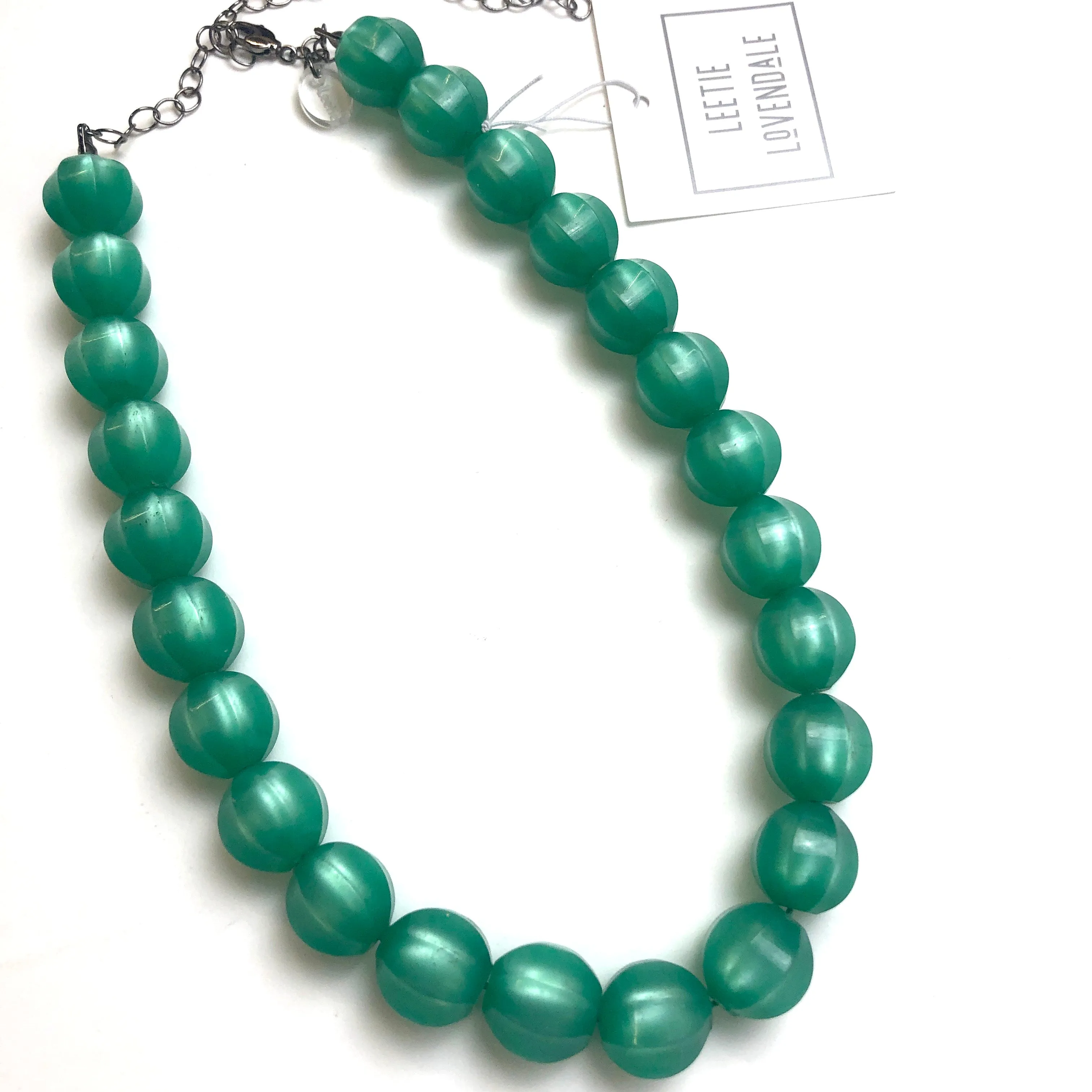 Emerald Green Scalloped Moonglow Beaded Marco Necklace