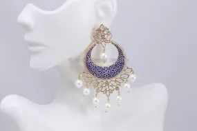 Enamel & Polki Chandbaali - Pearl Drops