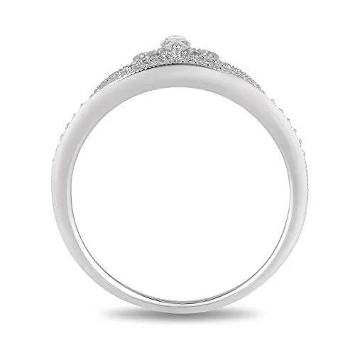 Enchanted Disney Fine Jewelry 14K White Gold With 1/3Cttw Diamond Majestic Princess Tiara Ring