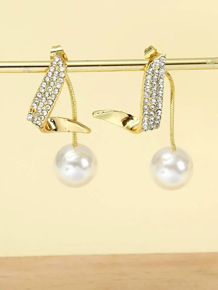 Faux Pearl & Rhinestone Decor Earrings -S4818124