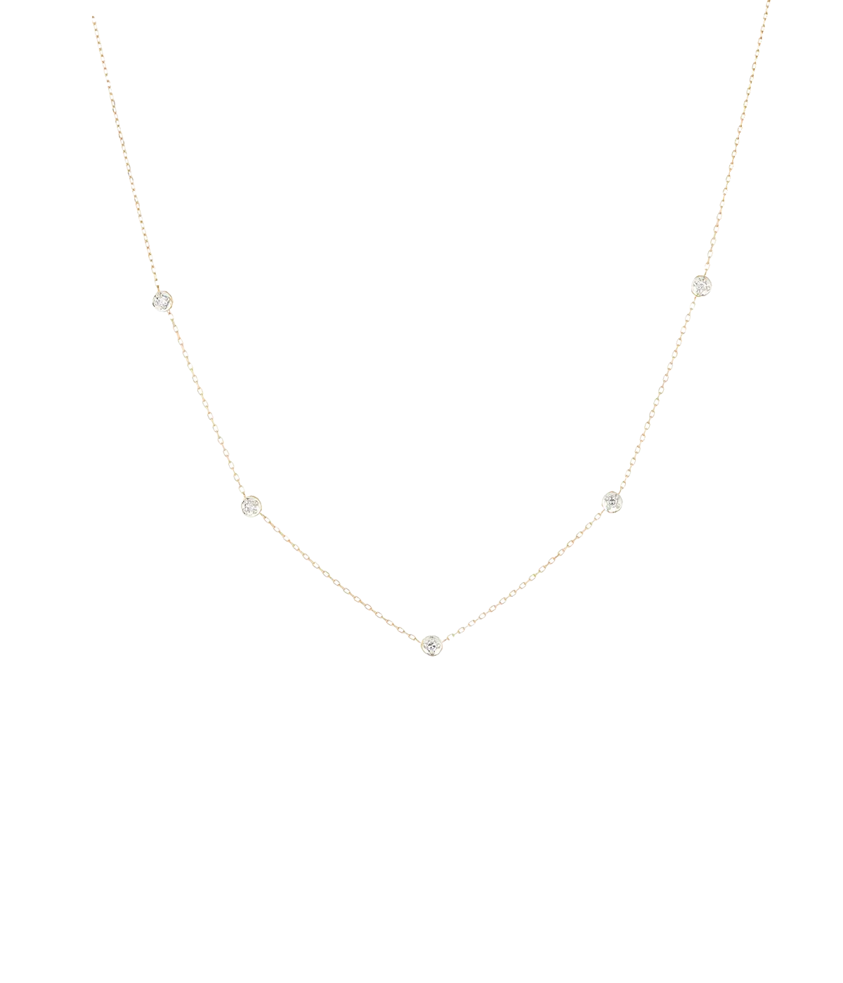 Five Diamond Chain Necklace in 14K Yellow Gold