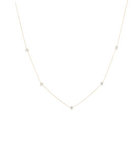 Five Diamond Chain Necklace in 14K Yellow Gold