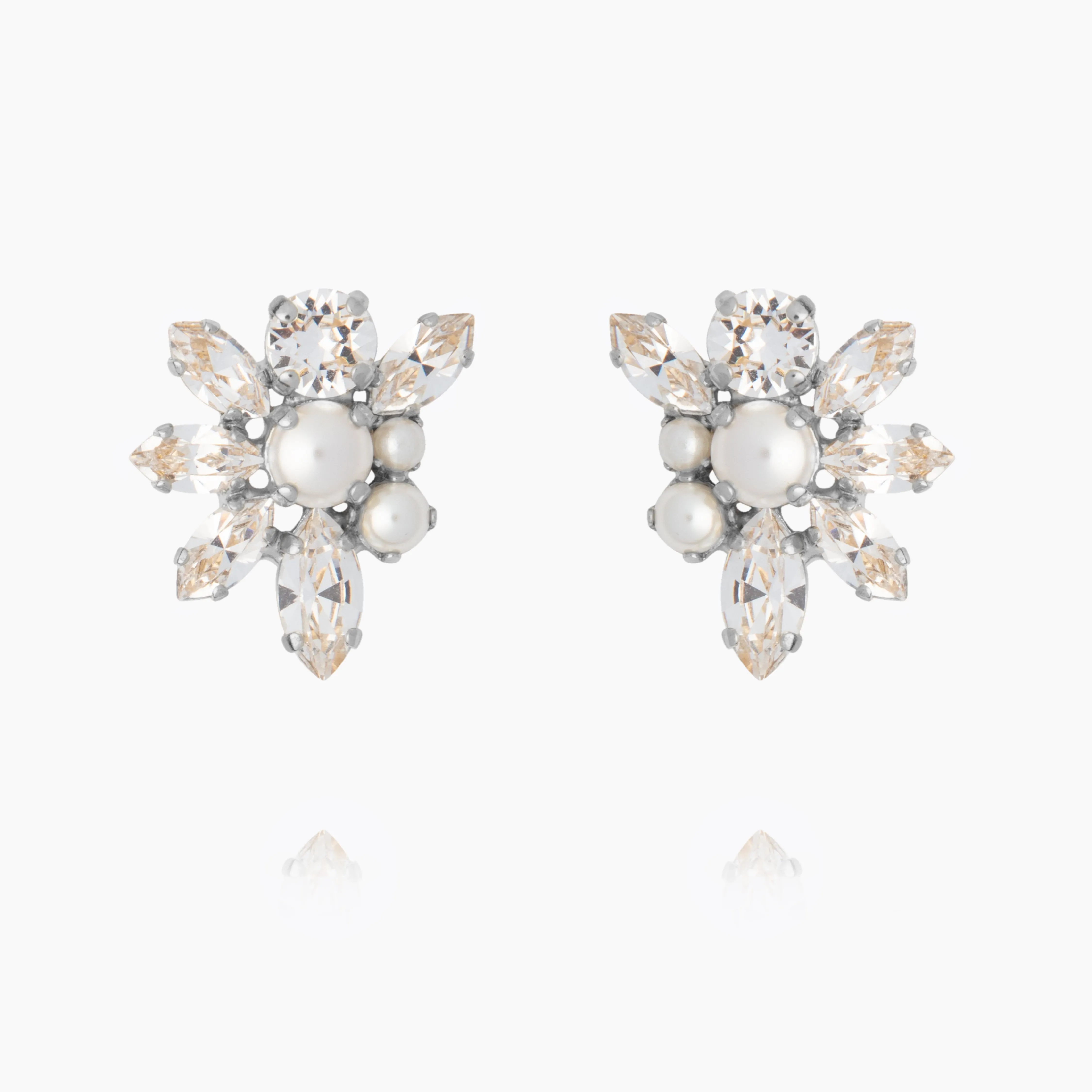 Floral Pearl Earrings / Pearl + Crystal