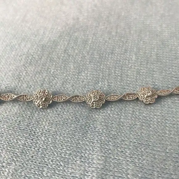 Floral14ktWhite Gold and Diamond Bracelet