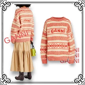 Ganni  |Casual Style Wool V-neck & Crew neck