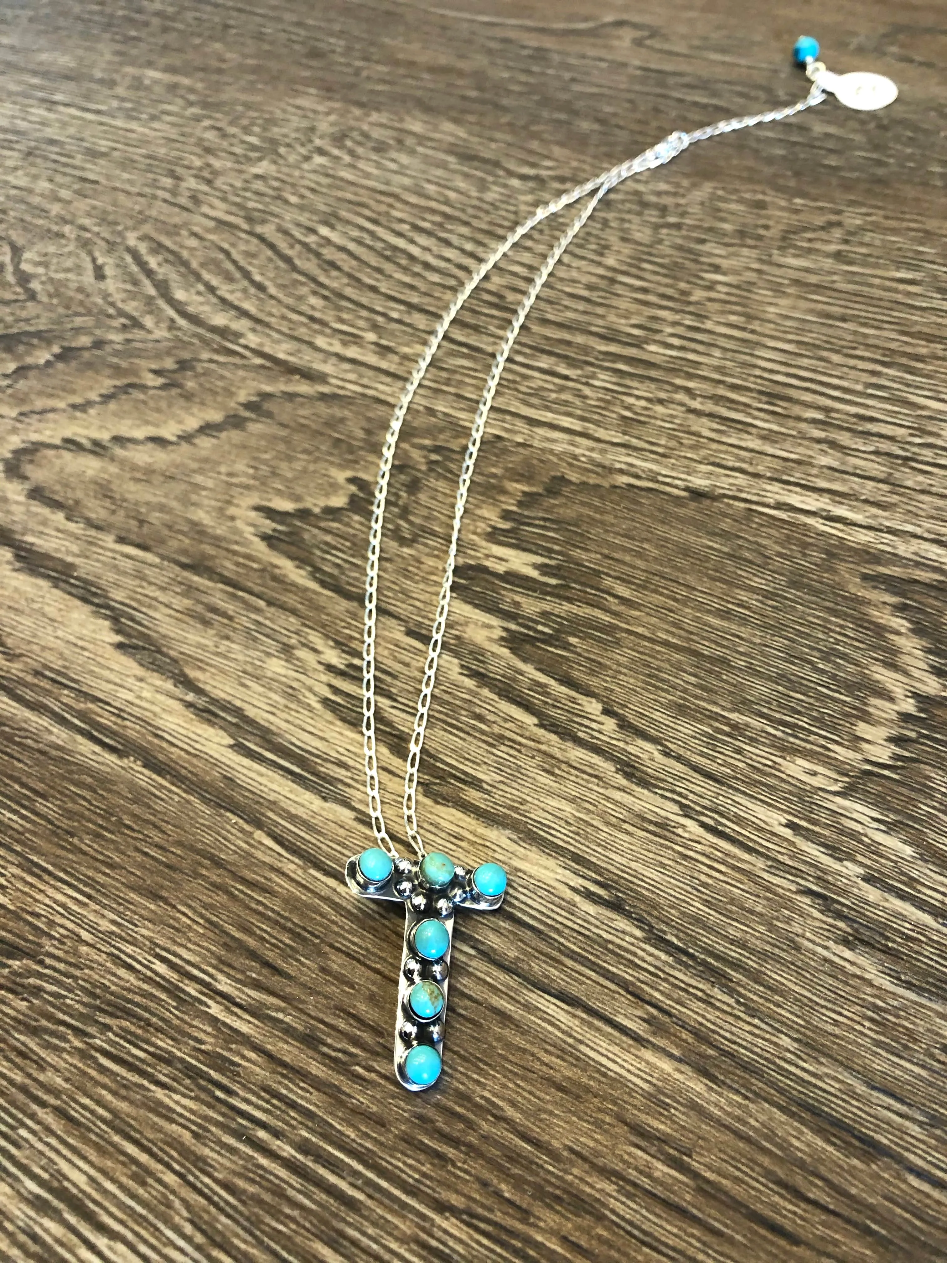 Genuine Kingman Turquoise Initial Necklaces