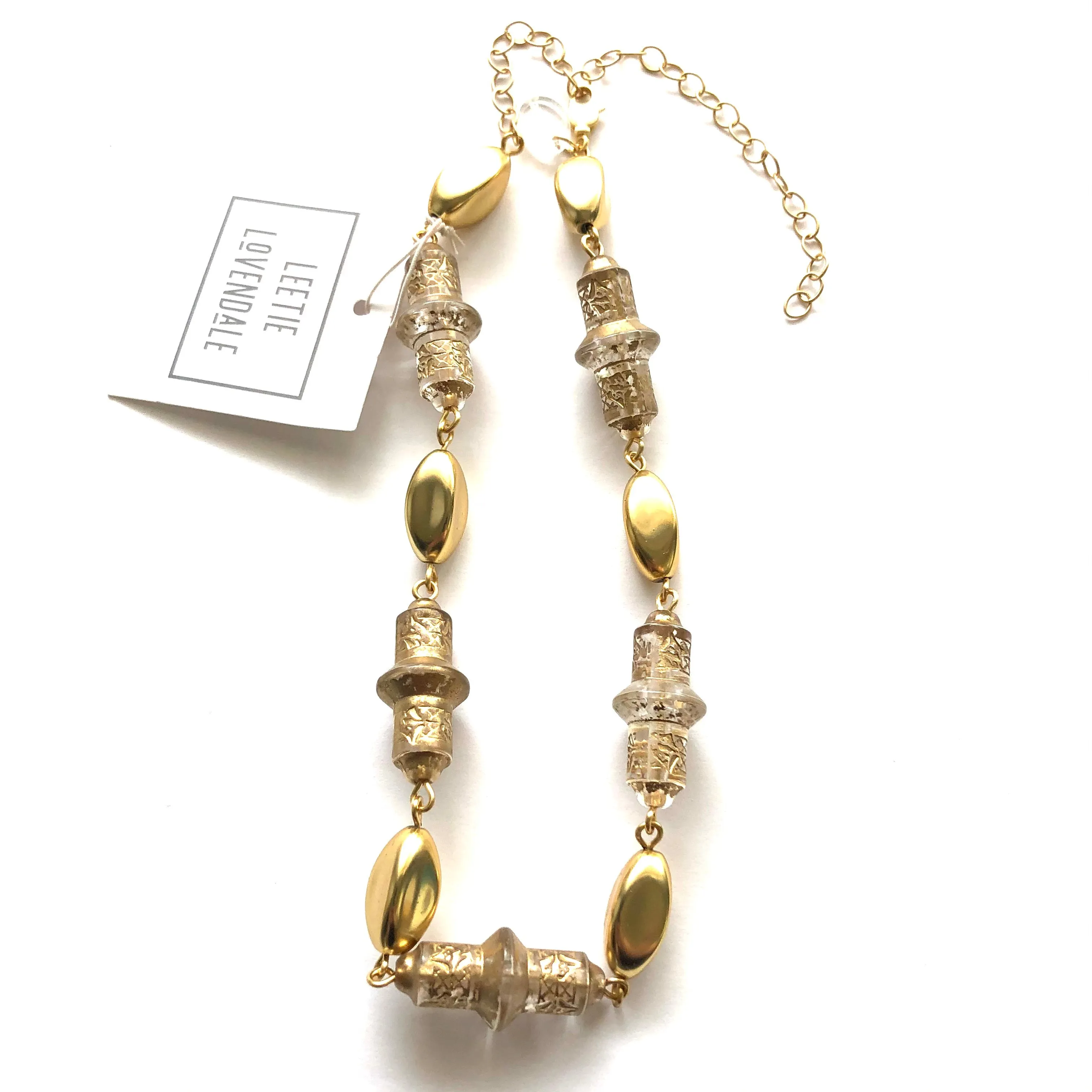 Gilded Gold & Floral Beaded Amelia Necklace