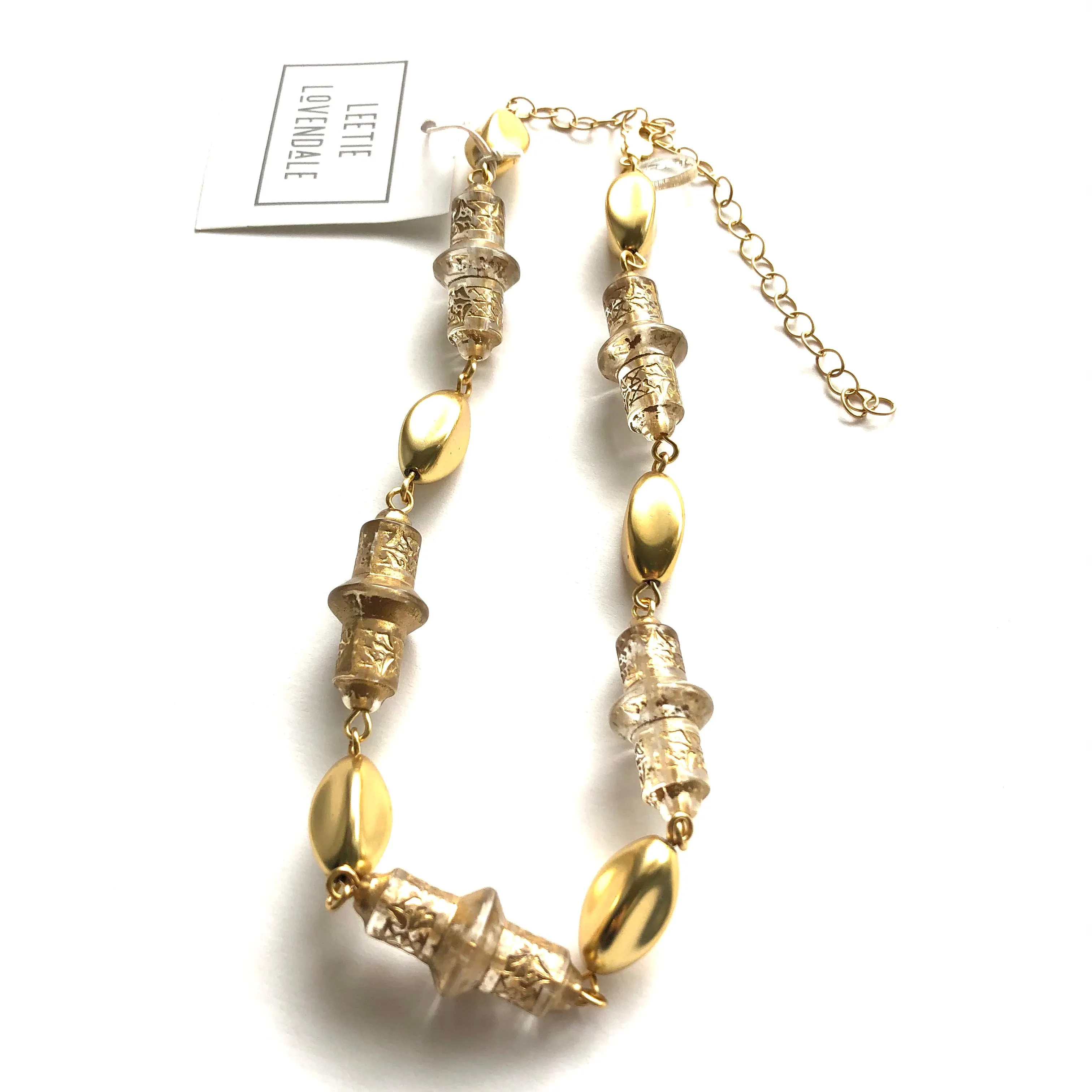 Gilded Gold & Floral Beaded Amelia Necklace