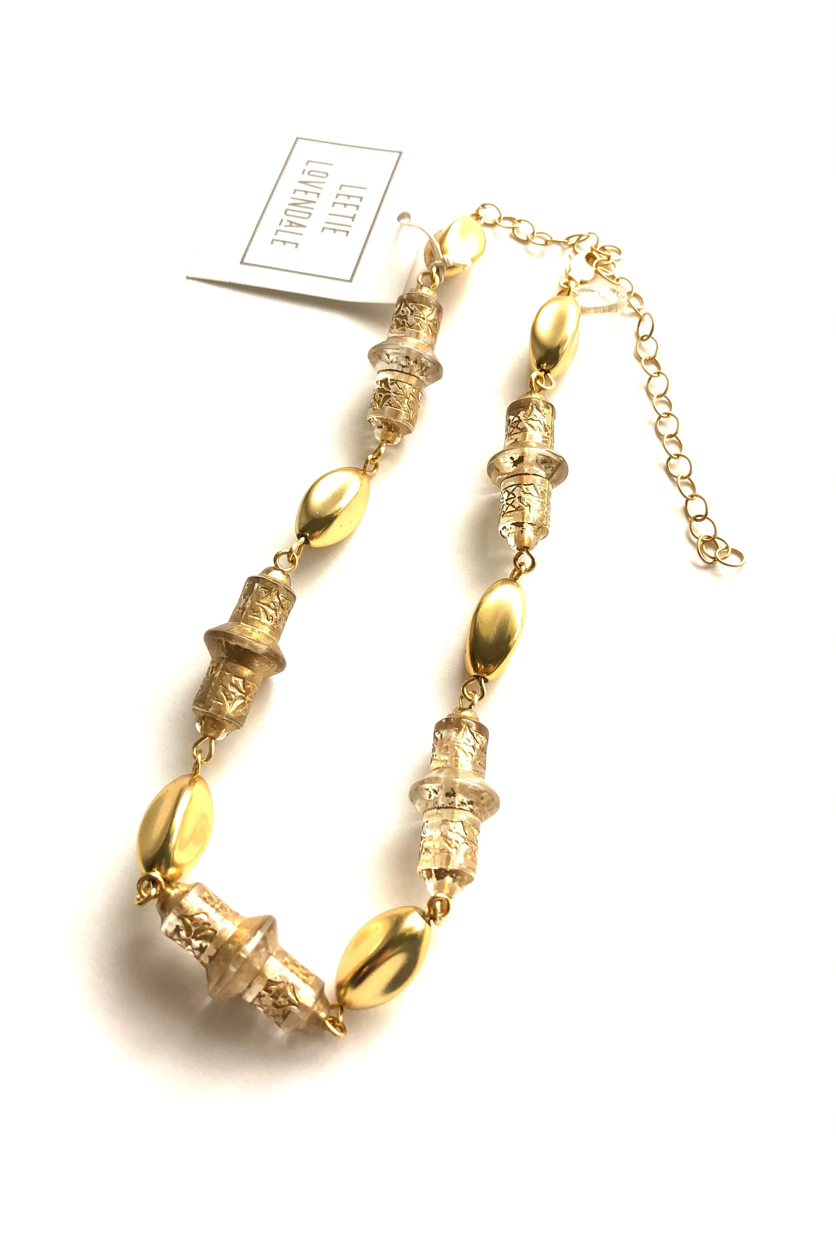 Gilded Gold & Floral Beaded Amelia Necklace