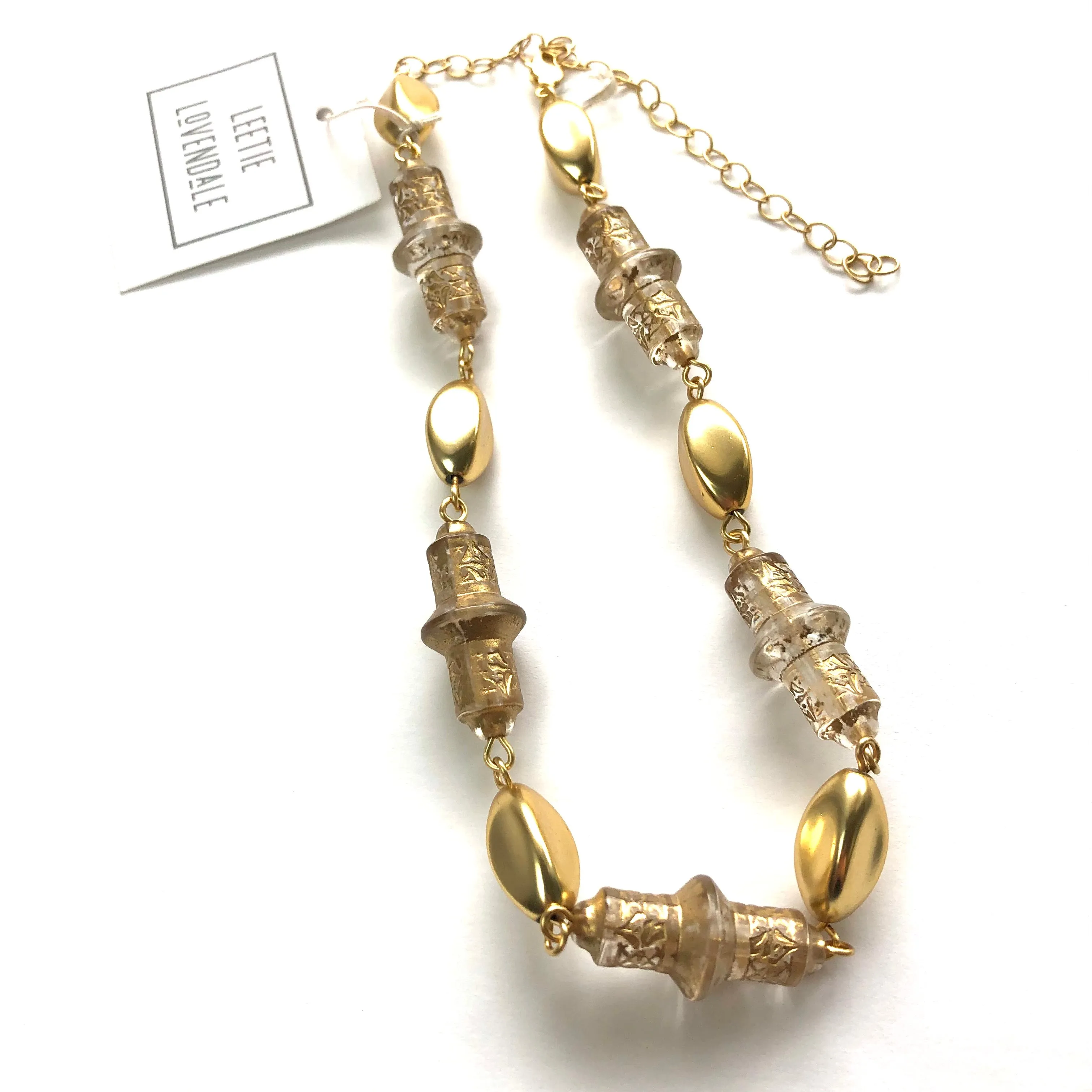 Gilded Gold & Floral Beaded Amelia Necklace