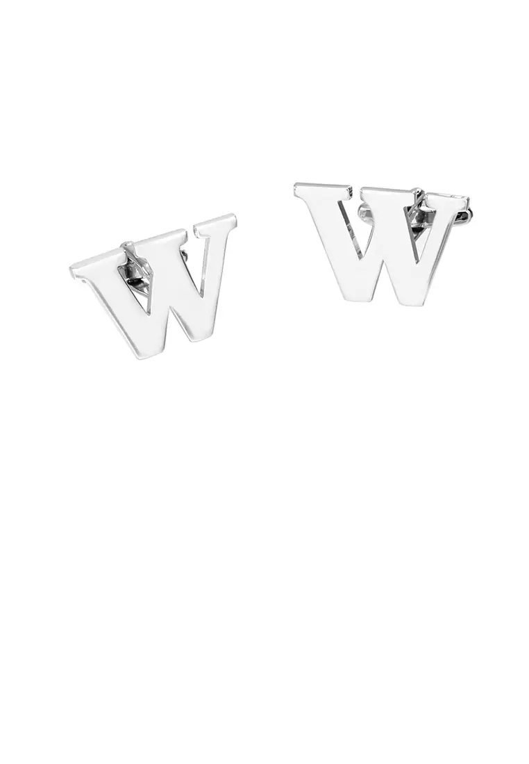 Glamorousky Simple Personality English Alphabet W Cufflinks