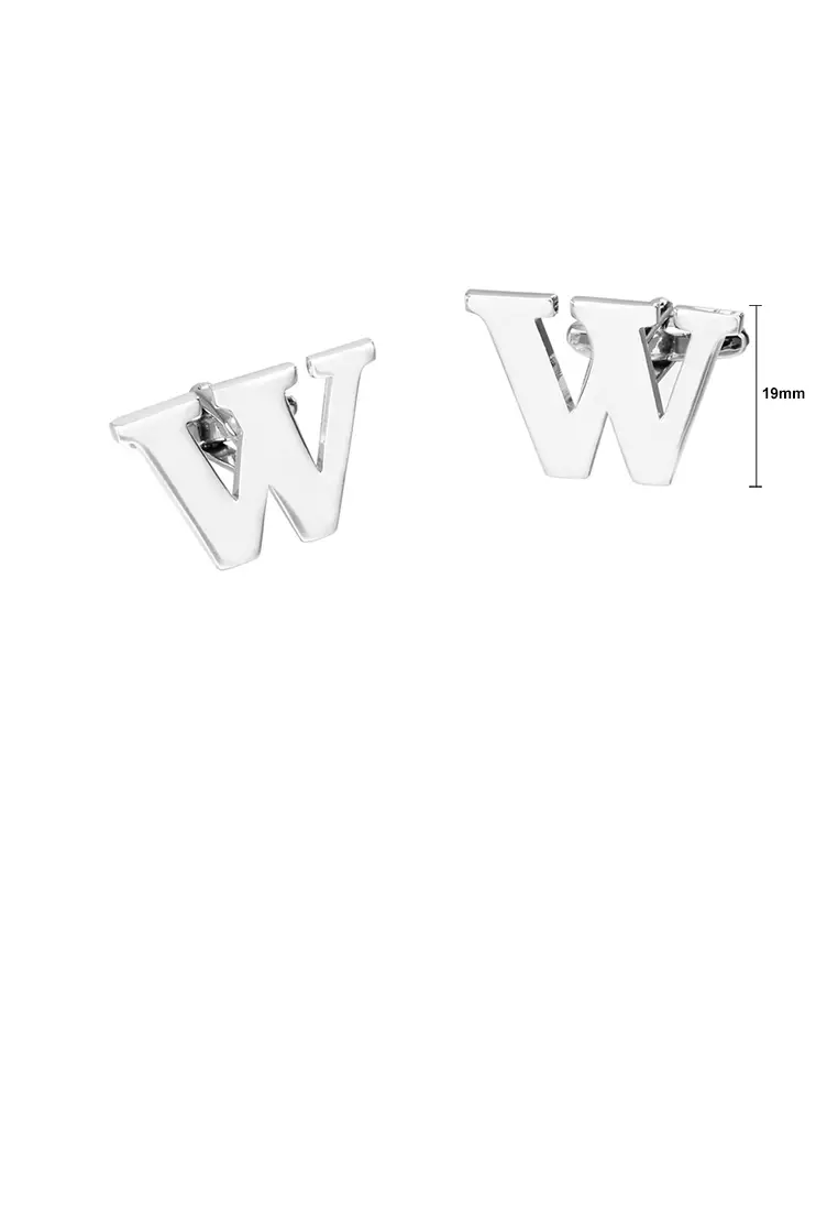 Glamorousky Simple Personality English Alphabet W Cufflinks