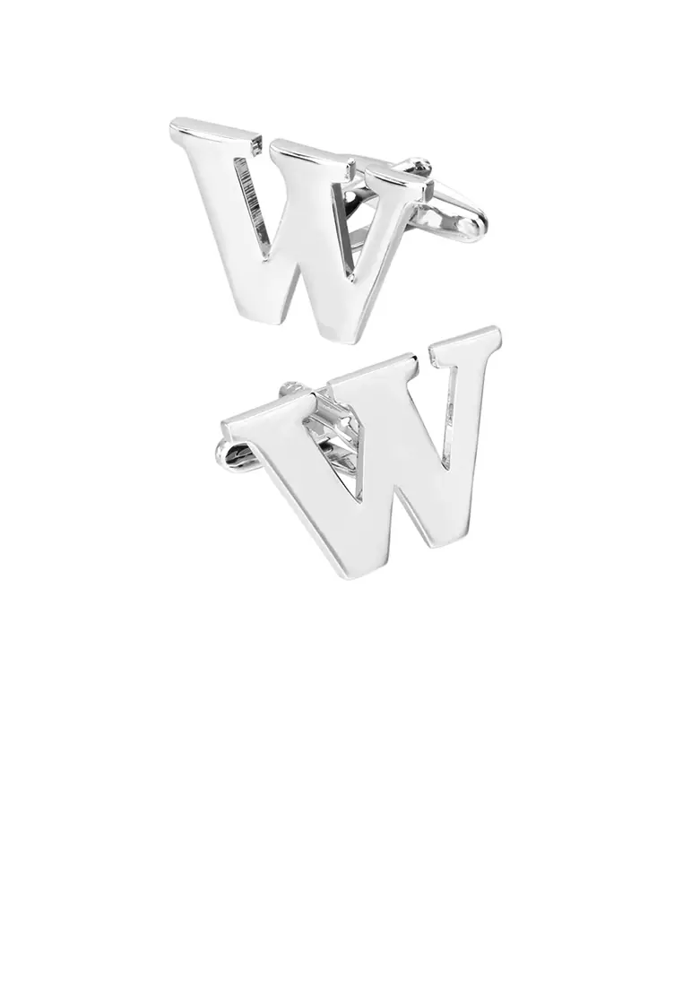 Glamorousky Simple Personality English Alphabet W Cufflinks