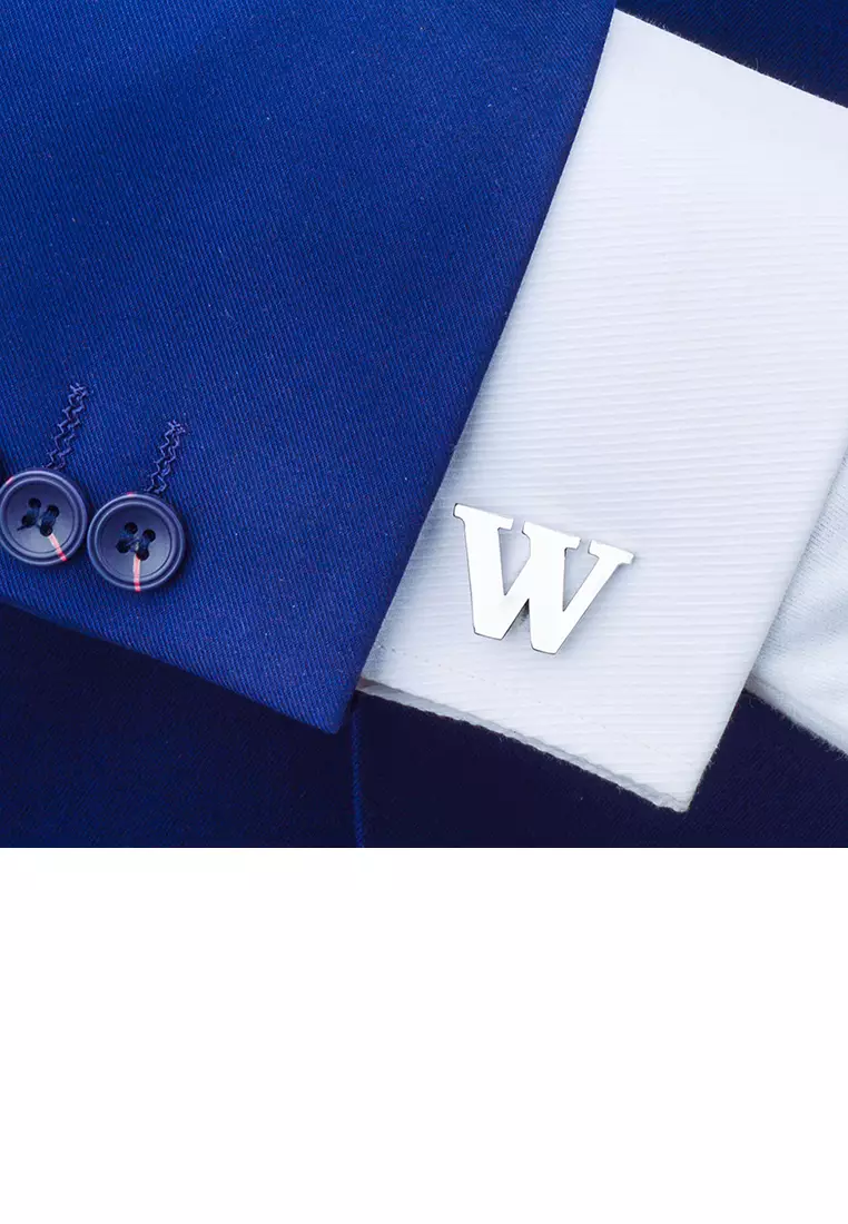 Glamorousky Simple Personality English Alphabet W Cufflinks