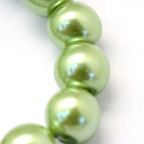 Glass Pearl Beads, Strand, Lime Green, Round, 8mm