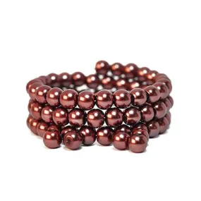 Glass Pearl Beads, Strand, Mocha, Round, 8mm