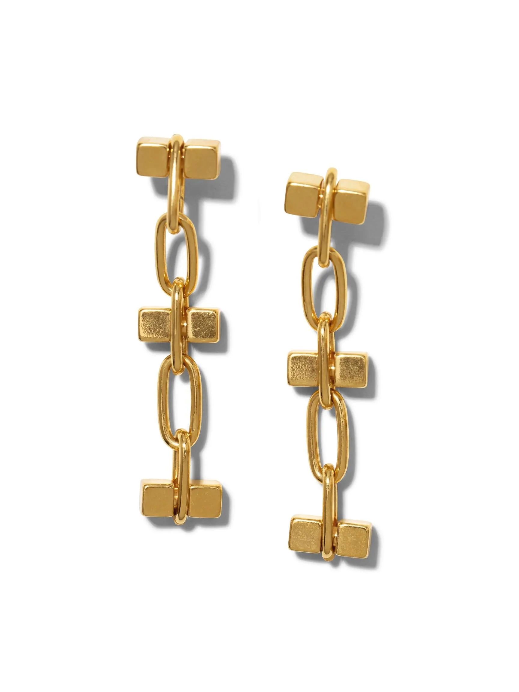 Gold Blockbuster 3 Block Post or Clip-on Earrings