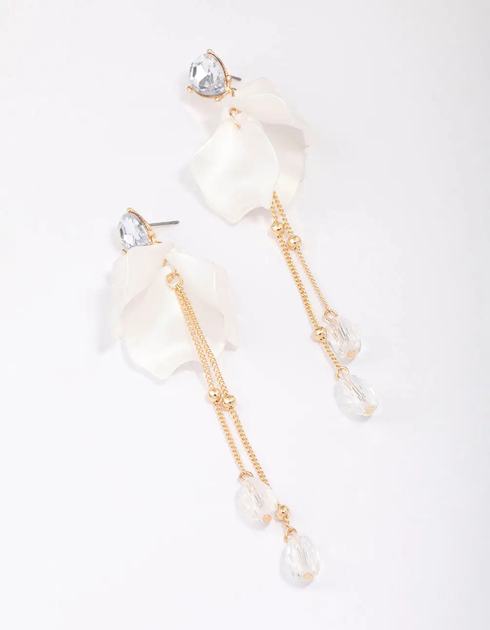 Gold Climbing Rose Drop Earrings