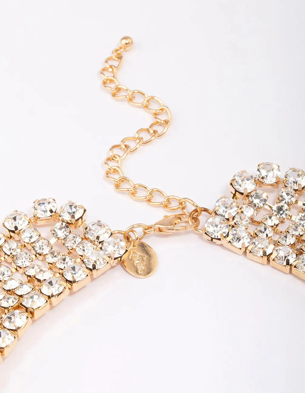 Gold Cupchain Diamante Statement Necklace