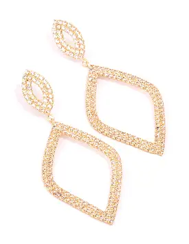 Gold Cupchain Diamond-Shaped Drop Earrings