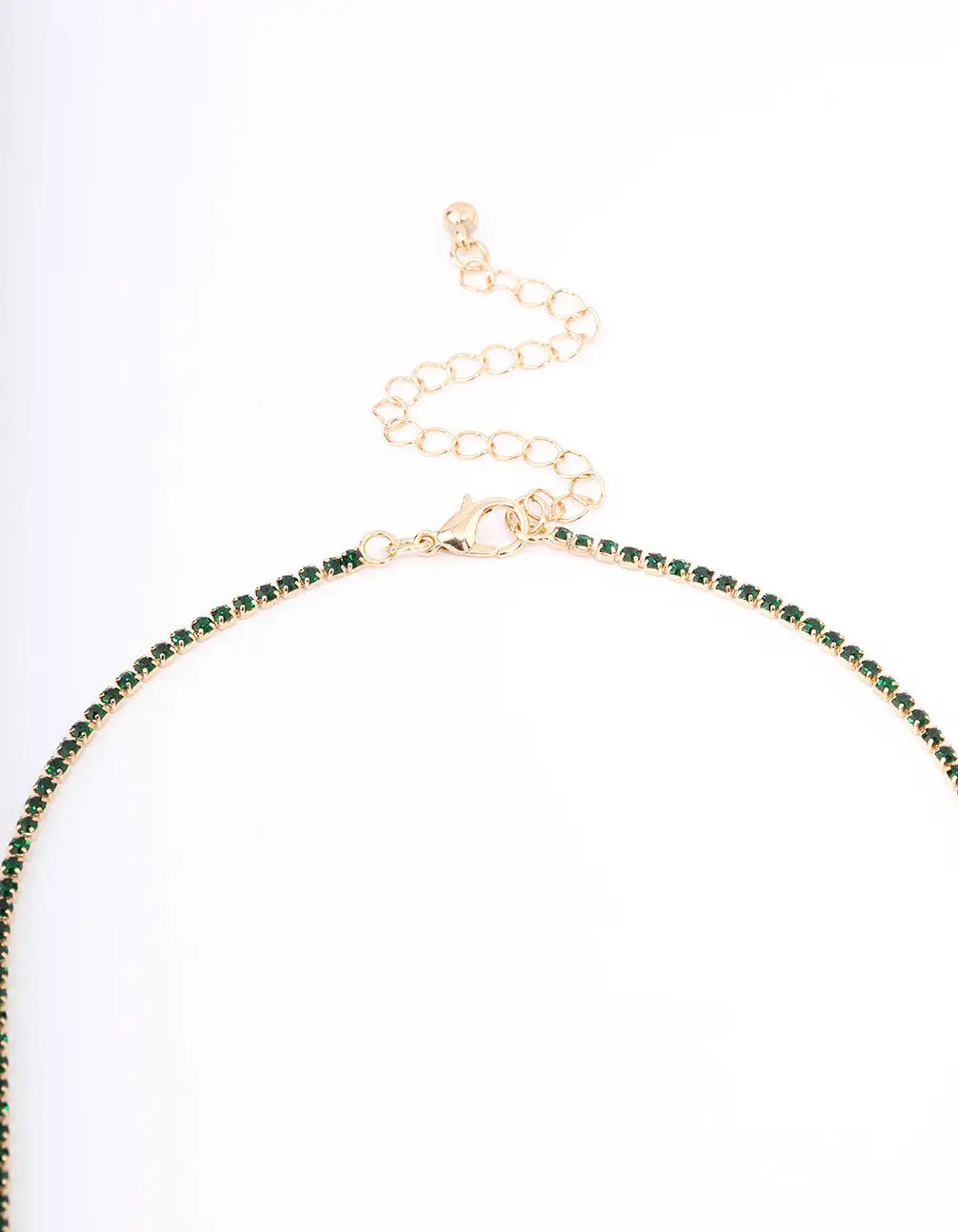 Gold Dainty Emerald Ribbon Lariat Necklace