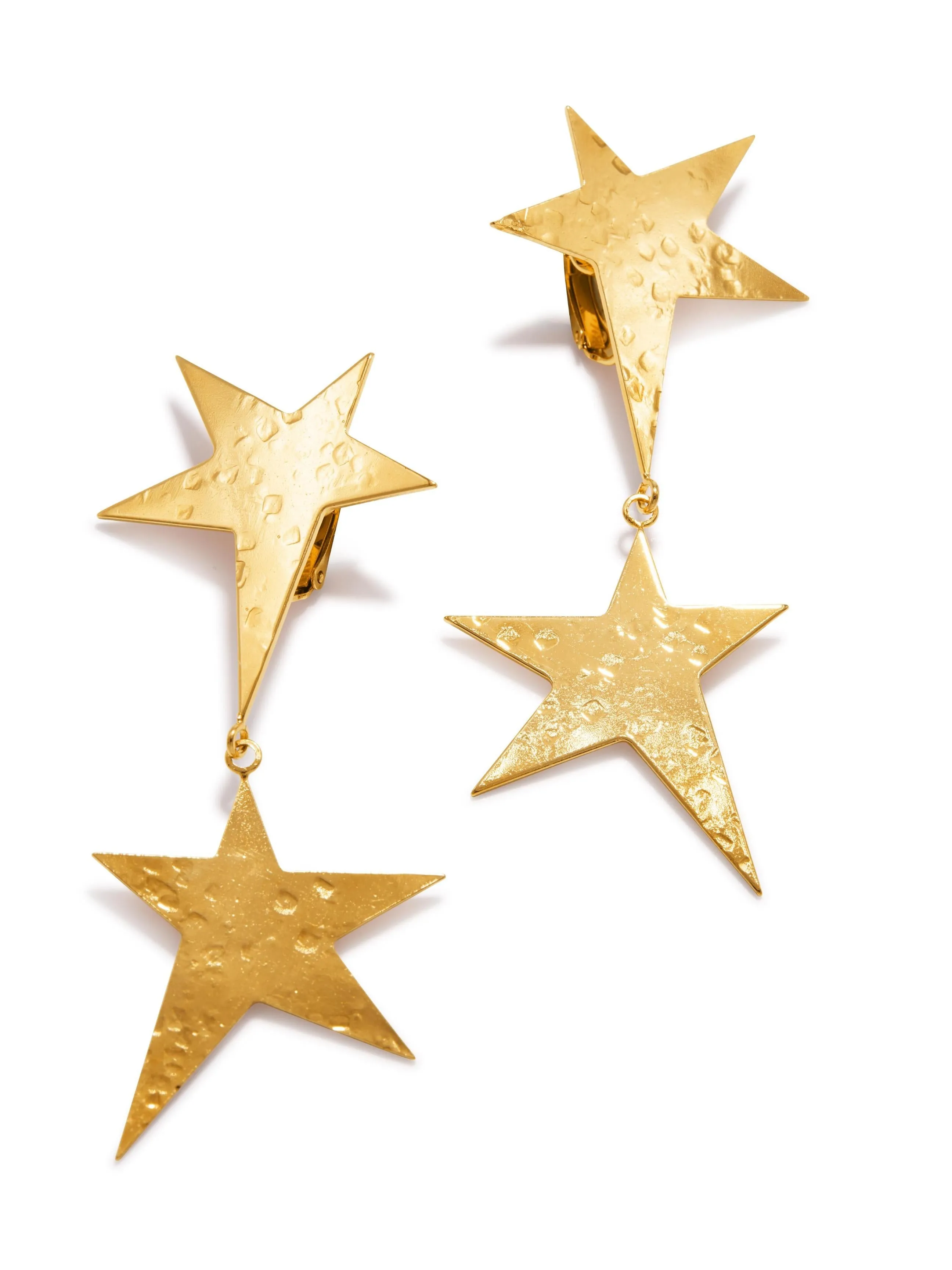 Gold Shooting Star Dangle Clip-on Earrings