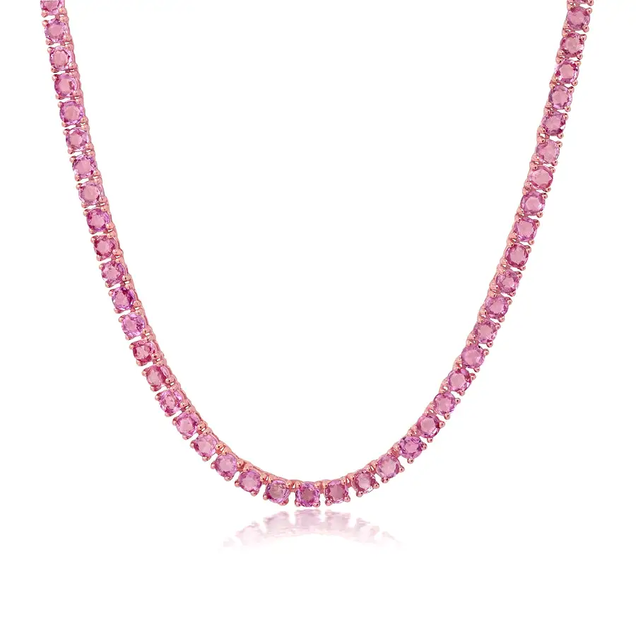 Graziela Pink Sapphire Tennis Necklace