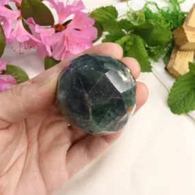 Green and Purple Fluorite ~Faceted Sphere Carving with Rainbow Energy