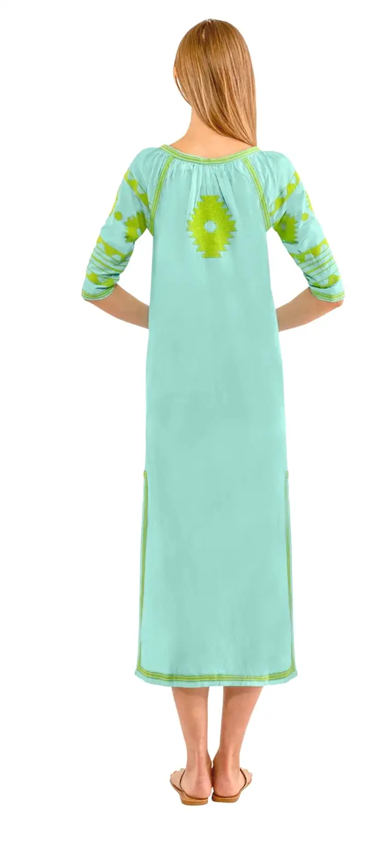 Gretchen Scott Montezuma Midi Dress - Turquoise/Lime