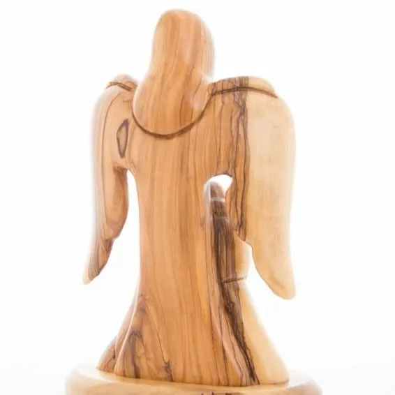 Guardian Angel with Holy Family Wooden Carving 9.8, (Abstract)