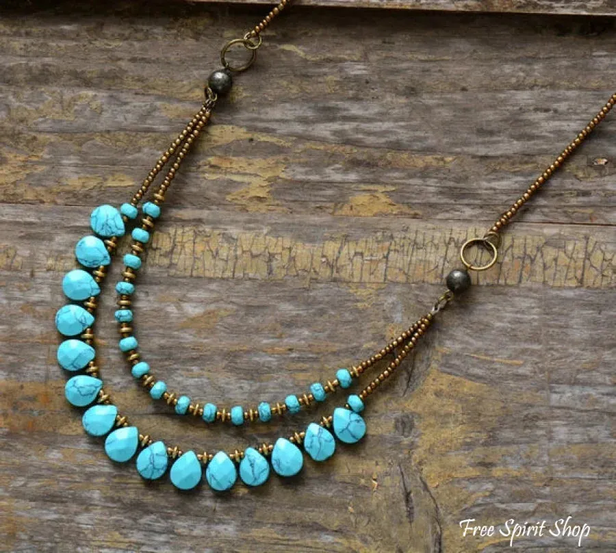 Handmade Turquoise Jasper Multi-Layer Beaded Necklace