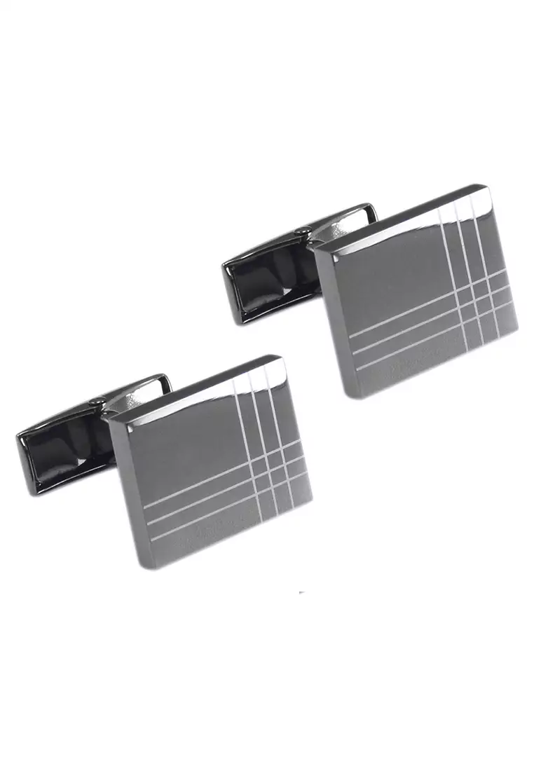 HAPPY FRIDAYS Rectangular Laser Stripe Cufflinks ZL-JSB109A